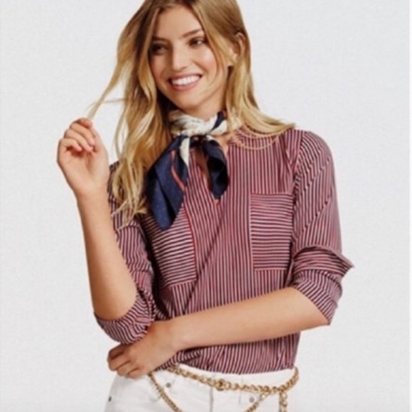 CAbi Red, White and Blue Stripe Top - Picture 2 of 5